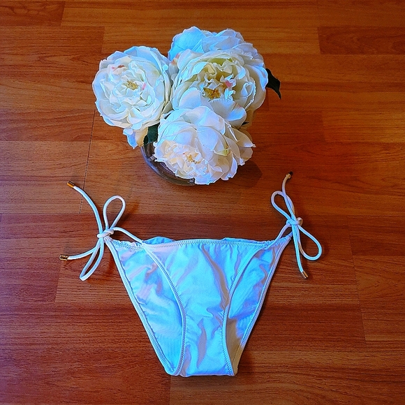 Victoria's Secret String Bikini Bottom XS XSMALL Adjustable Ties White - Picture 1 of 8